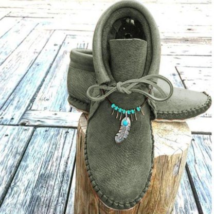 Italian Handmade Women Leather Flat Heel Boots