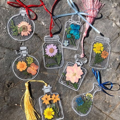 DIY Transparent Dried Flower Bookmarks(15pcs/set)💝FREE GIFT RIBBON