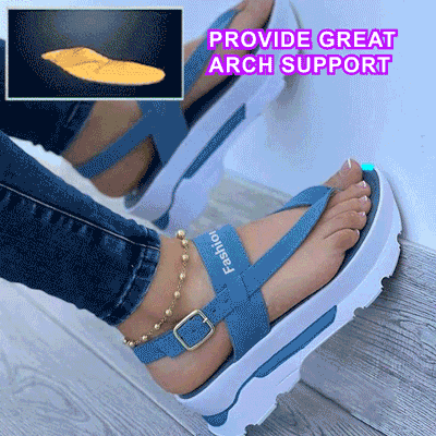 2022 Women's Fashion Athletic Print Adjusting Buckle Platform Heel Sandals