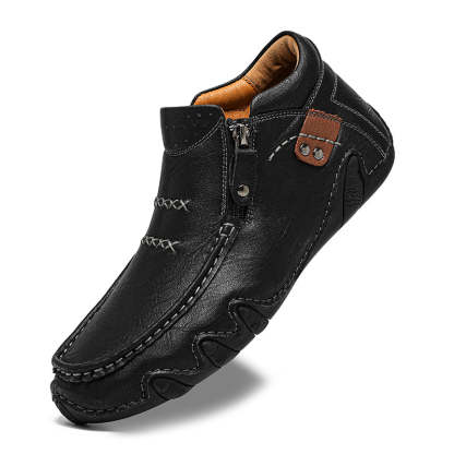 Men's Retro Handmade Leather Driving Boots Built for Comfort