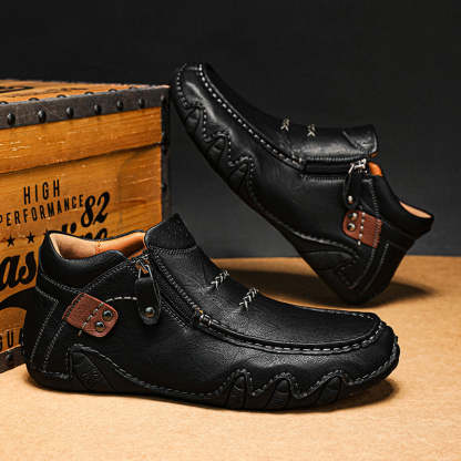 Men's Retro Handmade Leather Driving Boots Built for Comfort