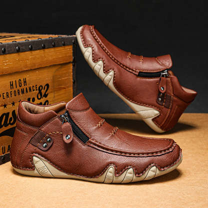 Men's Retro Handmade Leather Driving Boots Built for Comfort
