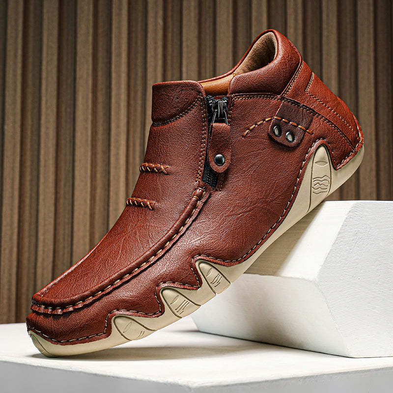 Men's Retro Handmade Leather Driving Boots Built for Comfort