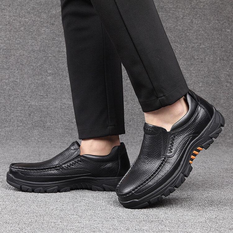 Men’s Cow Leather Waterproof Comfy Non Slip Soft Slip On Casual Shoes