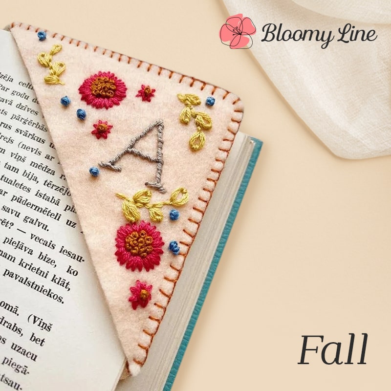 PERSONALIZED HAND EMBROIDERED CORNER BOOKMARK