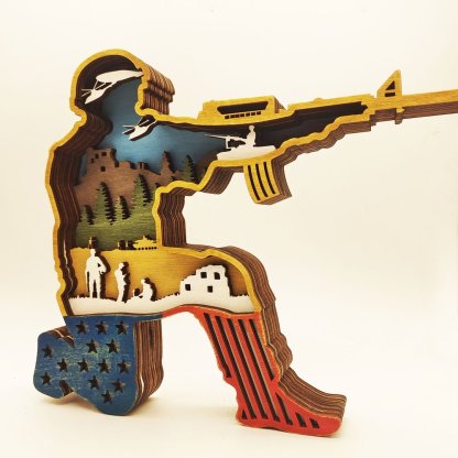 Summer Sale - American Flag Soldier Carving Handcraft Gift