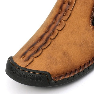 MEN HAND STITCHING LEATHER NON-SLIP CASUAL ANKLE BOOTS