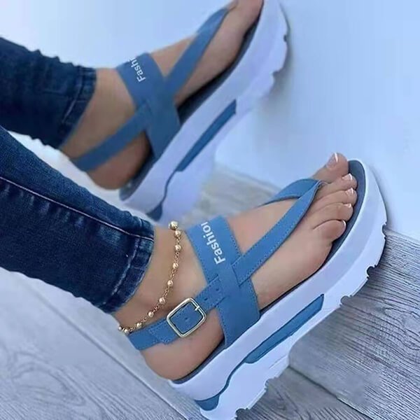 2022 Women's Fashion Athletic Print Adjusting Buckle Platform Heel Sandals