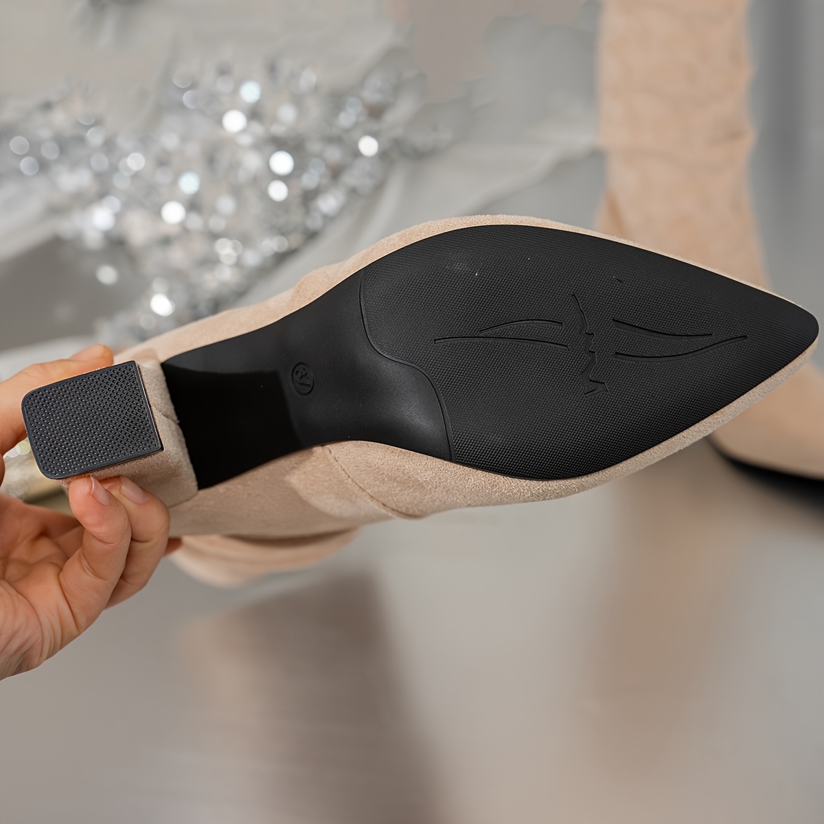 Stylish Velvet Accents Knee-High Boots