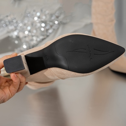 Stylish Velvet Accents Knee-High Boots