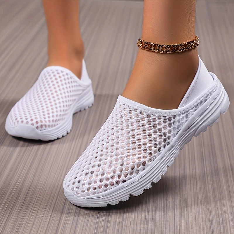 womens lightweight slip on mules sneakers breathable mesh fabric upper comfortable md sole   casual shoes for everyday wear   shoes details 0