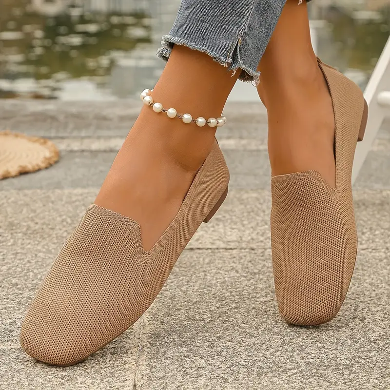 womens breathable slip on square toe loafers lightweight fabric upper tpr sole anti slip   season casual formal wear simple   details 9