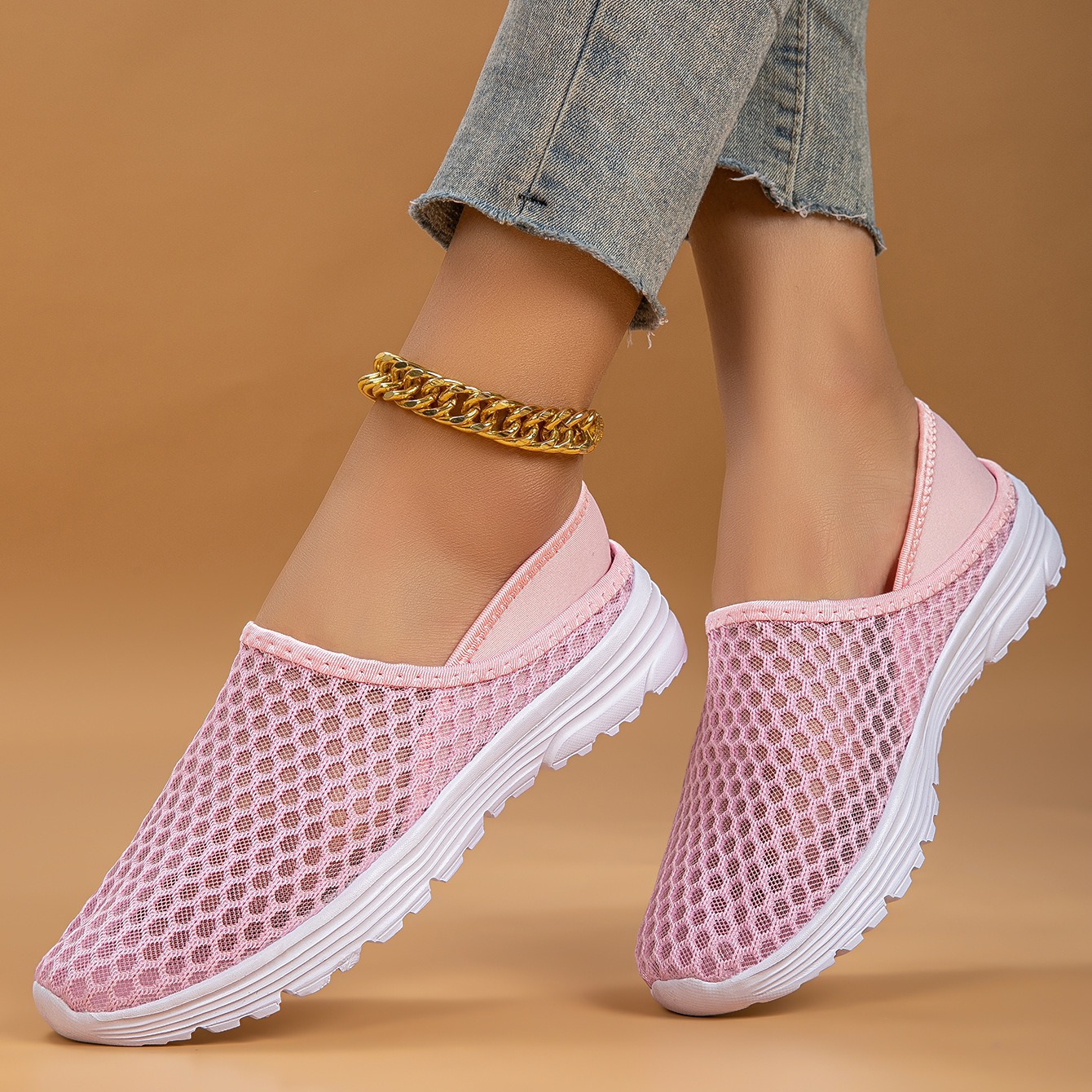 Women'S Lightweight Slip-On Mules Sneakers - Breathable Mesh Fabric Upper