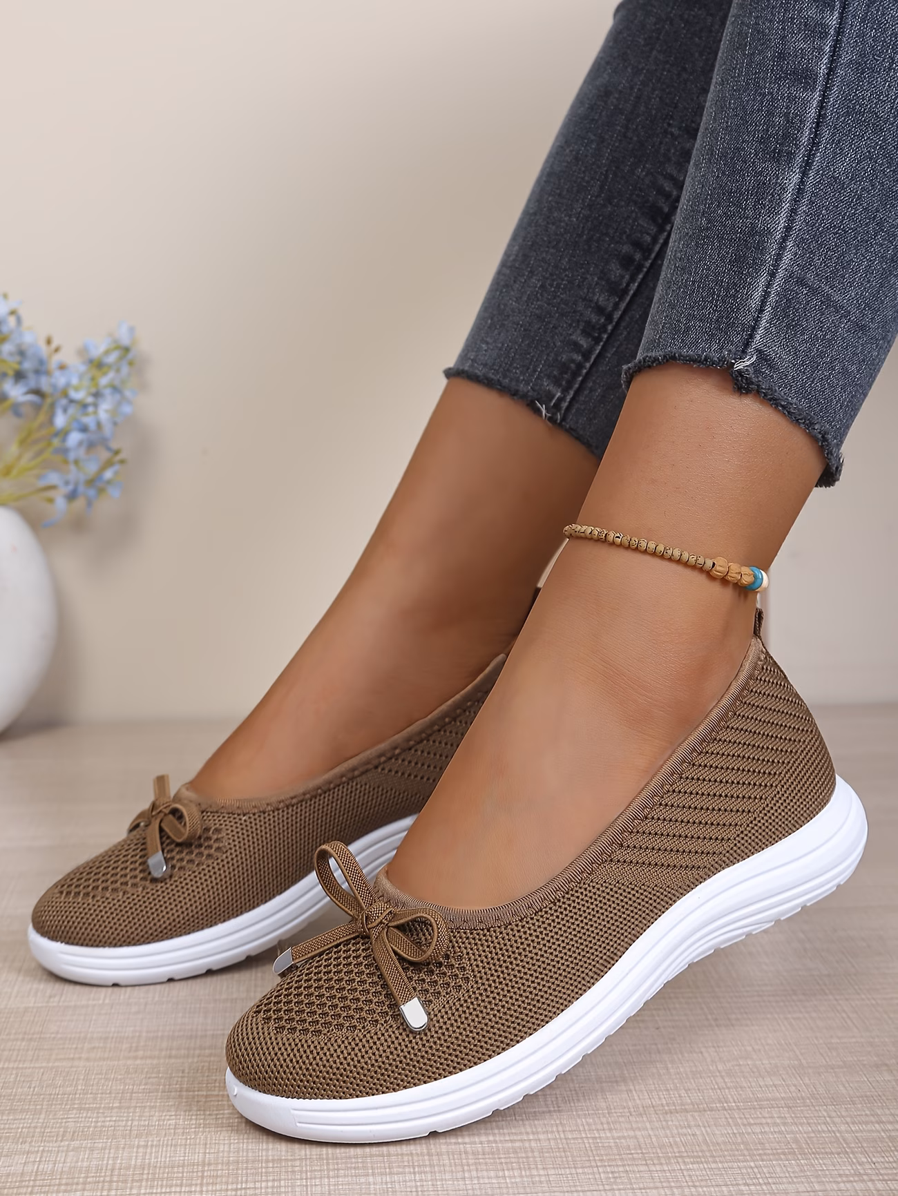   weave mesh upper breathable casual shoes soft sole anti slip shallow   lazy shoes women shoes sneakers details 1
