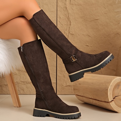 Full-Length Round-Toe Over-the-Knee Boots