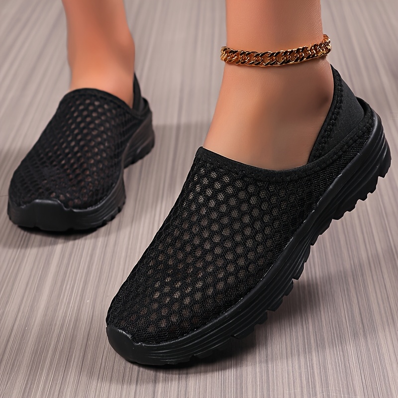 Women'S Lightweight Slip-On Mules Sneakers - Breathable Mesh Fabric Upper