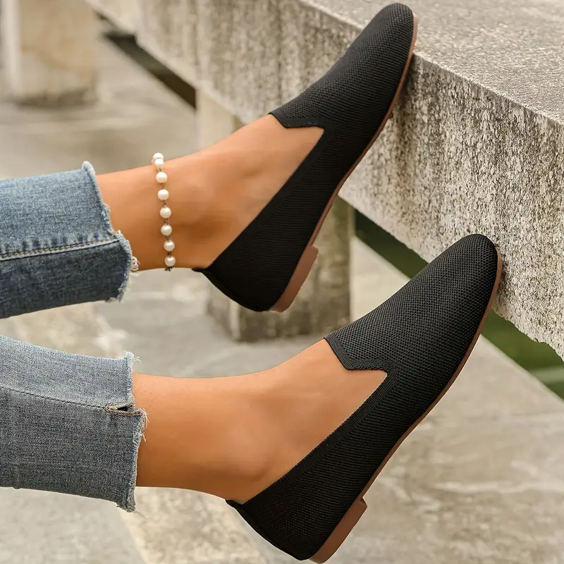 womens breathable slip on square toe loafers lightweight fabric upper tpr sole anti slip   season casual formal wear simple   details 4