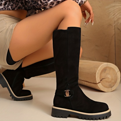 Full-Length Round-Toe Over-the-Knee Boots