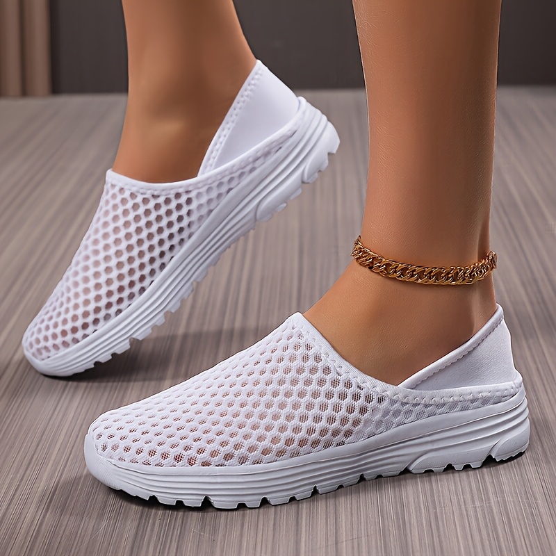Women'S Lightweight Slip-On Mules Sneakers - Breathable Mesh Fabric Upper
