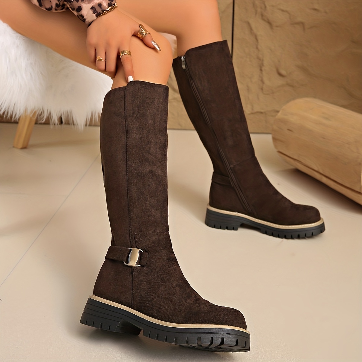 Full-Length Round-Toe Over-the-Knee Boots