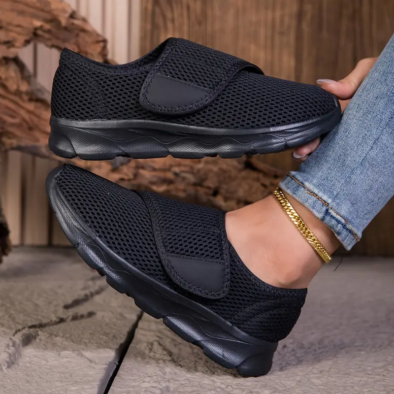 womens orthopedic walking shoes for wide feet   adjustable straps soft fabric upper breathable friendly sneakers with md sole for   details 2