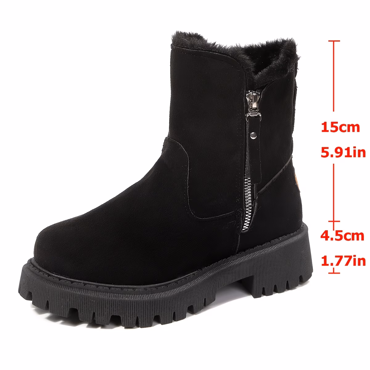 snow boots autumn zipper fashion fleece thickened shoes collar womens short boots women shoes details 4