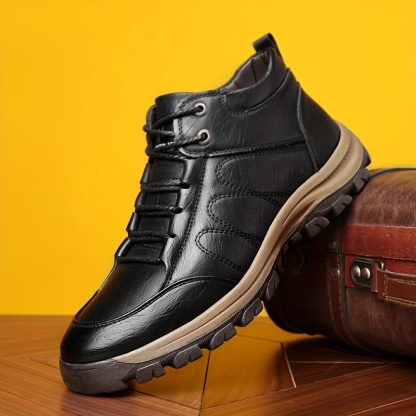 ⏰Last Day! 50% OFF 🔥Men'S Stylish Black Leather High-Top Boots