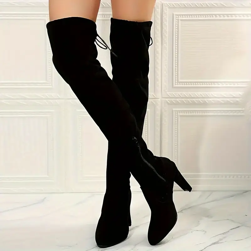 womens high heel over the knee boots elegant   high solid color long riding stiefels comfortable furry chunky heeled knee high winter boots for women shoes for women high heel boots for women cowgirl boots boots for women elegant classy stiletto heels tall boots for women high heels for women boots for women plus size plus size boots details 0