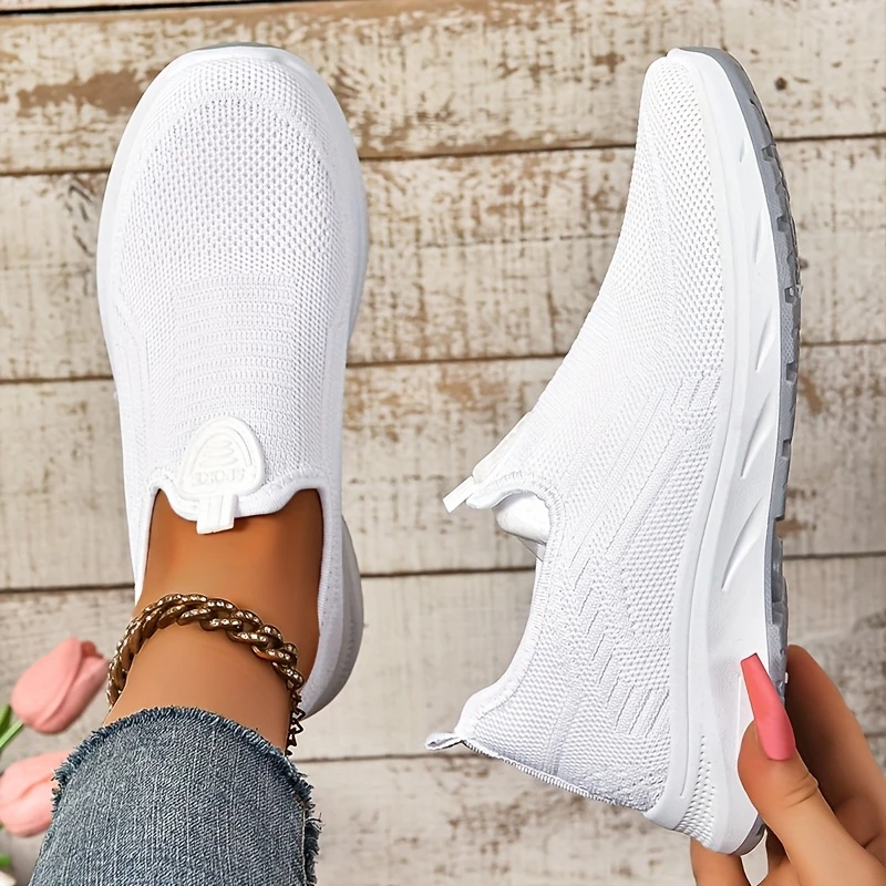 womens casual slip on sneakers breathable mesh knit upper     lightweight for outdoor activities casual footwear breathable sneakers slipon design details 0