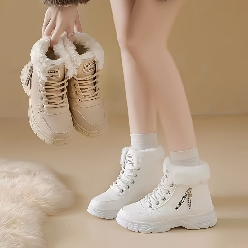 womens lined thermal ankle boots thickened winter ankle boots for ladies side zipper platform winter shoes suitable for commuting daily pairing with pants jeans and casual trousers women shoes details 0