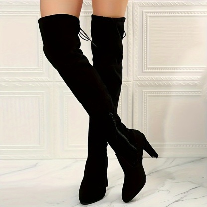 Faux Suede Slouchy High Heel Over-the-Knee