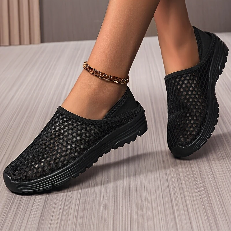 womens lightweight slip on mules sneakers breathable mesh fabric upper comfortable md sole   casual shoes for everyday wear   shoes details 2