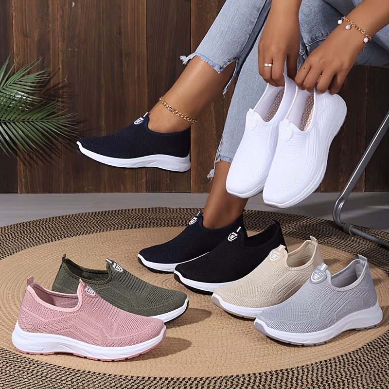 womens casual slip on sneakers non slip soft and comfortable mesh knit upper for breathable lightweight slip resistant and durable women shoes details 1