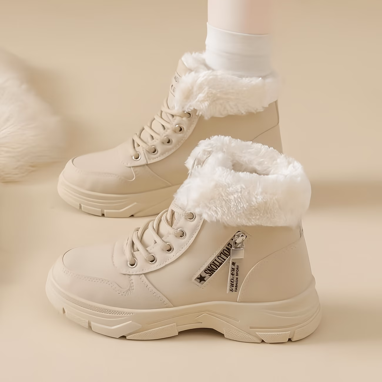 womens lined thermal ankle boots thickened winter ankle boots for ladies side zipper platform winter shoes suitable for commuting daily pairing with pants jeans and casual trousers women shoes details 1