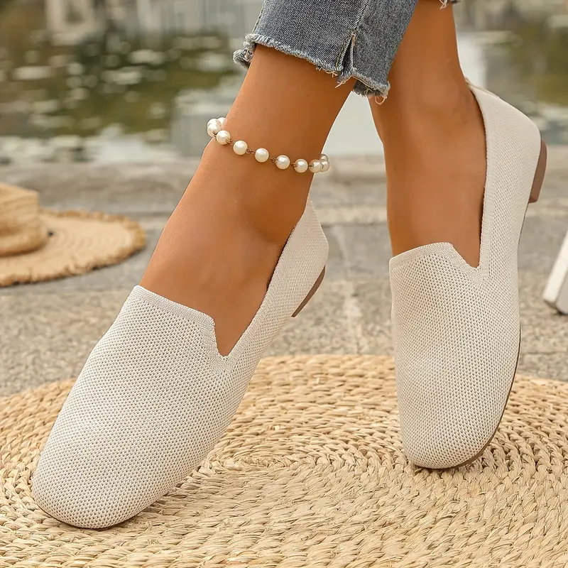 womens breathable slip on square toe loafers lightweight fabric upper tpr sole anti slip   season casual formal wear simple   details 6