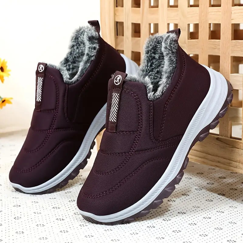 womens slip on winter boots   slip on shoes with non slip rubber sole cushioned insole   closure for everyday office details 2