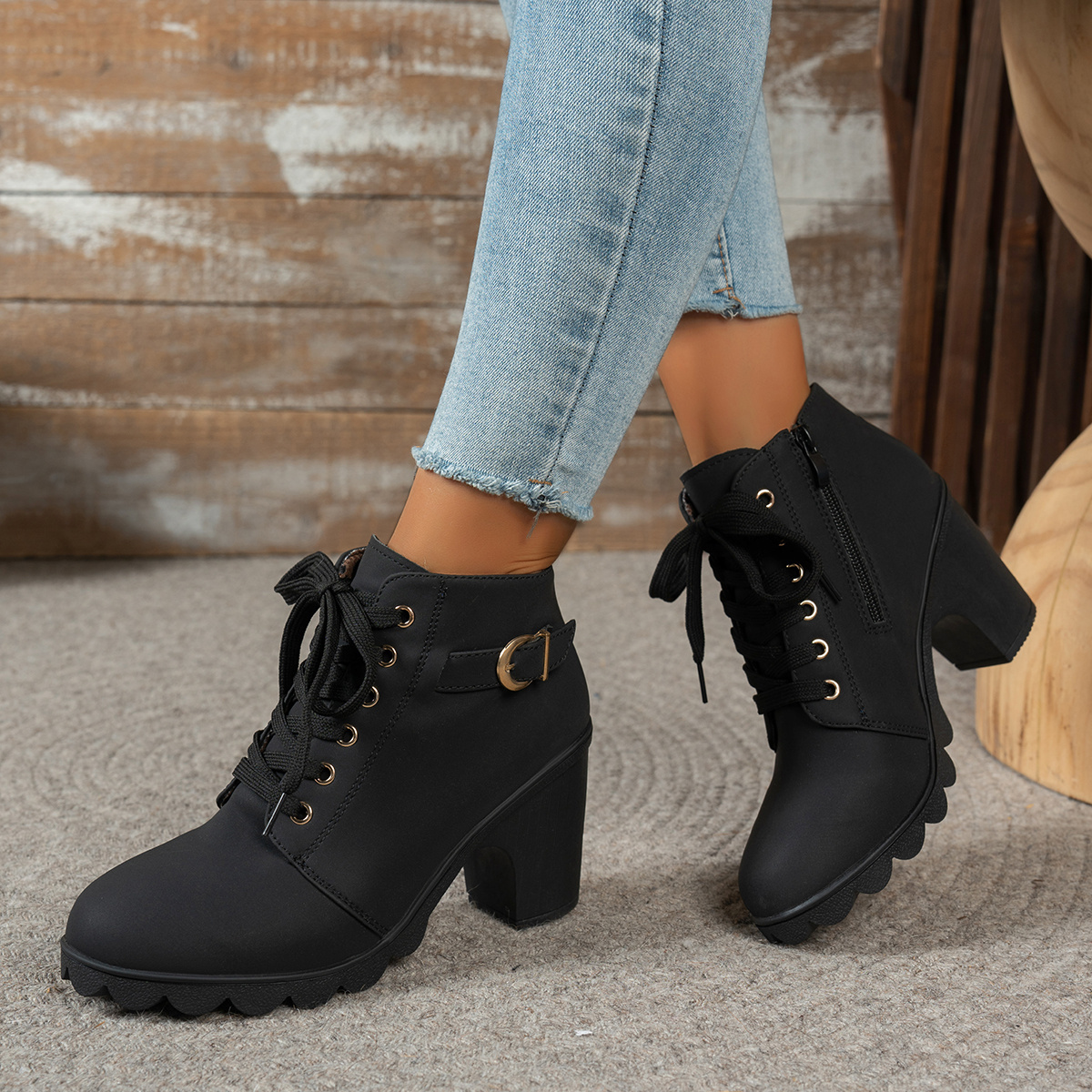 Women Chunky Heel Ankle Boots