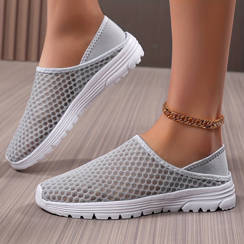 Women'S Lightweight Slip-On Mules Sneakers - Breathable Mesh Fabric Upper