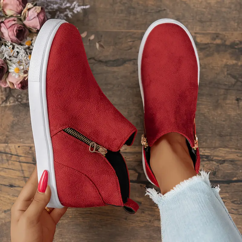 simple walking shoes for women - retro solid color ankle boots with side zipper, comfortable and versatile flat short booties suitable for   details 4