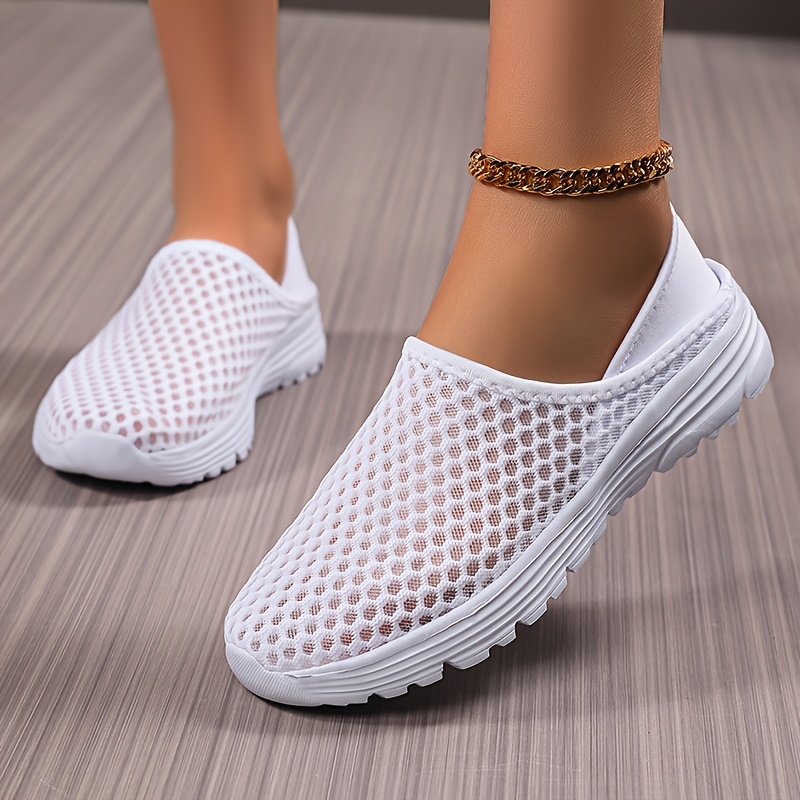 Women'S Lightweight Slip-On Mules Sneakers - Breathable Mesh Fabric Upper