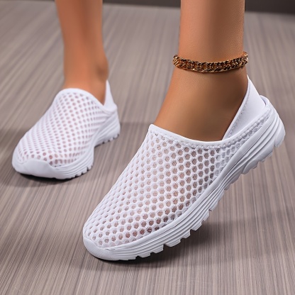 Women'S Lightweight Slip-On Mules Sneakers - Breathable Mesh Fabric Upper