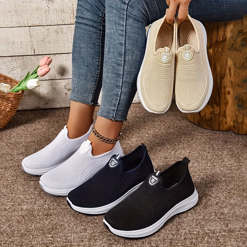 womens casual slip on sneakers non slip soft and comfortable mesh knit upper for breathable lightweight slip resistant and durable women shoes details 0
