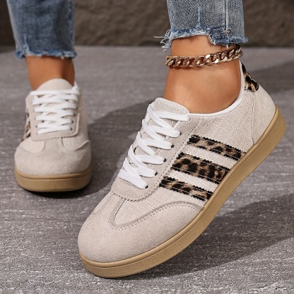Retro Fashion Thick-Soled Casual Leopard Print Flat Sneakers