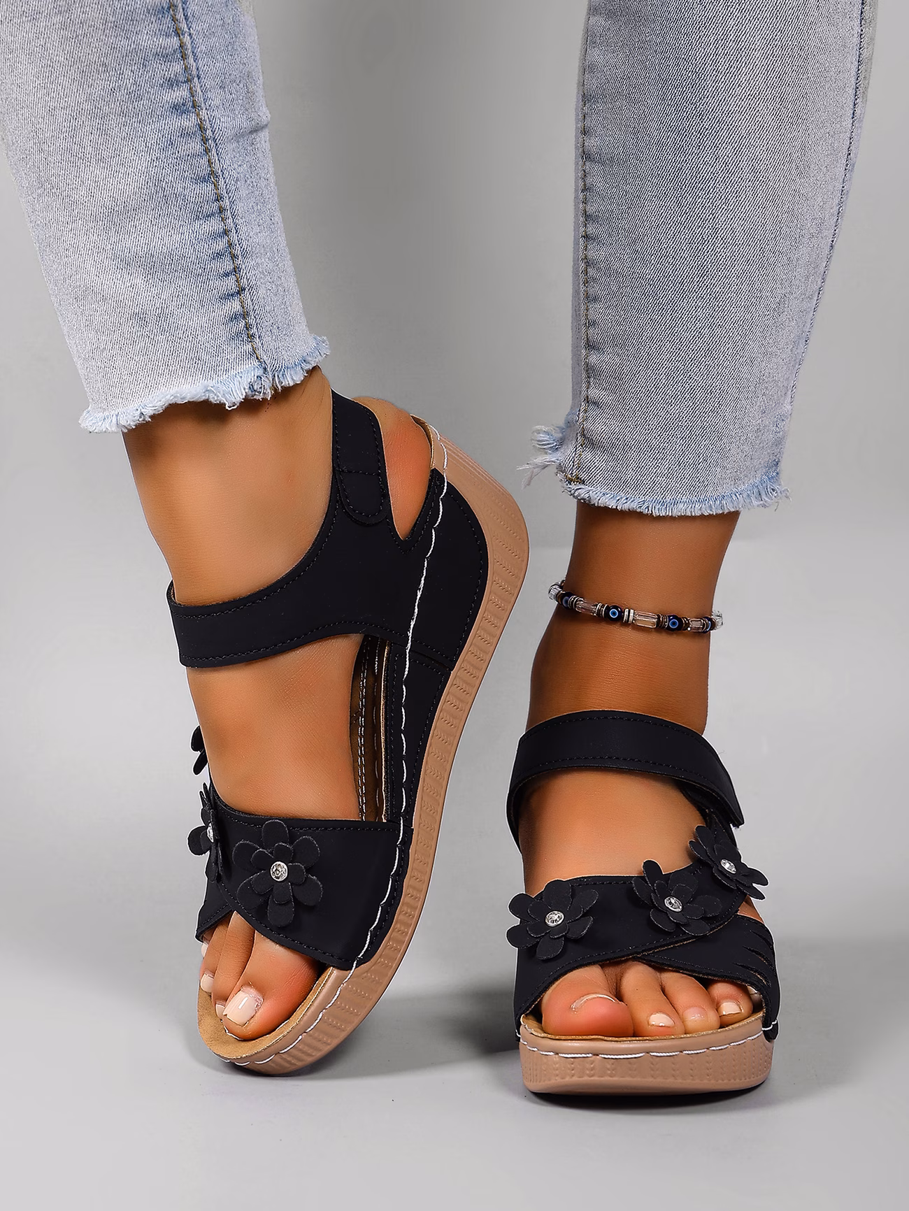 outdoor comfortable casual open toe design womens summer floral fashion sandals suitable for the beach leisure and holidays vacation travel thick soled wedge   elegant fashionable comfortable womens shoes women shoes details 3