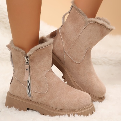 Women'S Cozy Fleece-Lined Winter Boots with Side Zipper