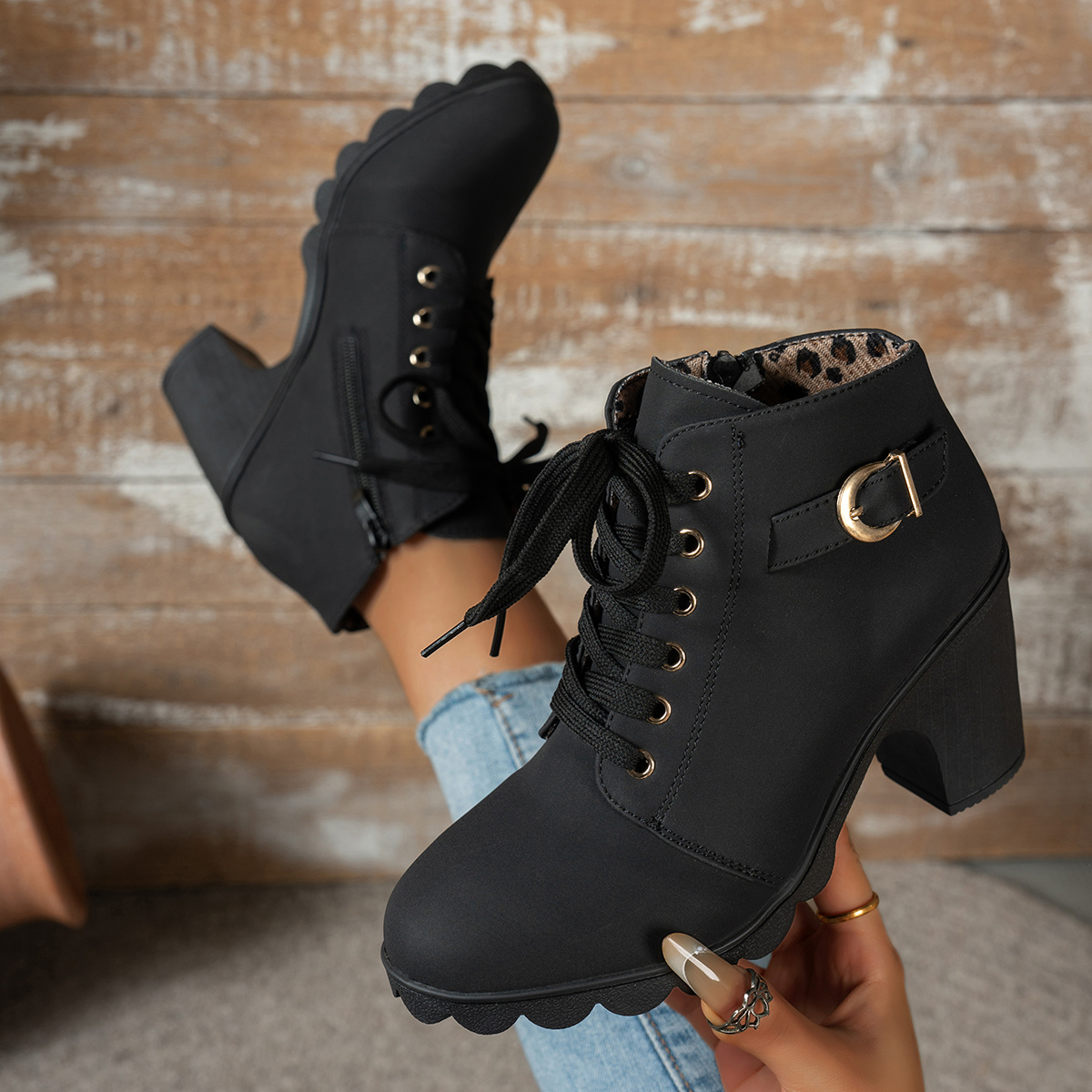 Women Chunky Heel Ankle Boots