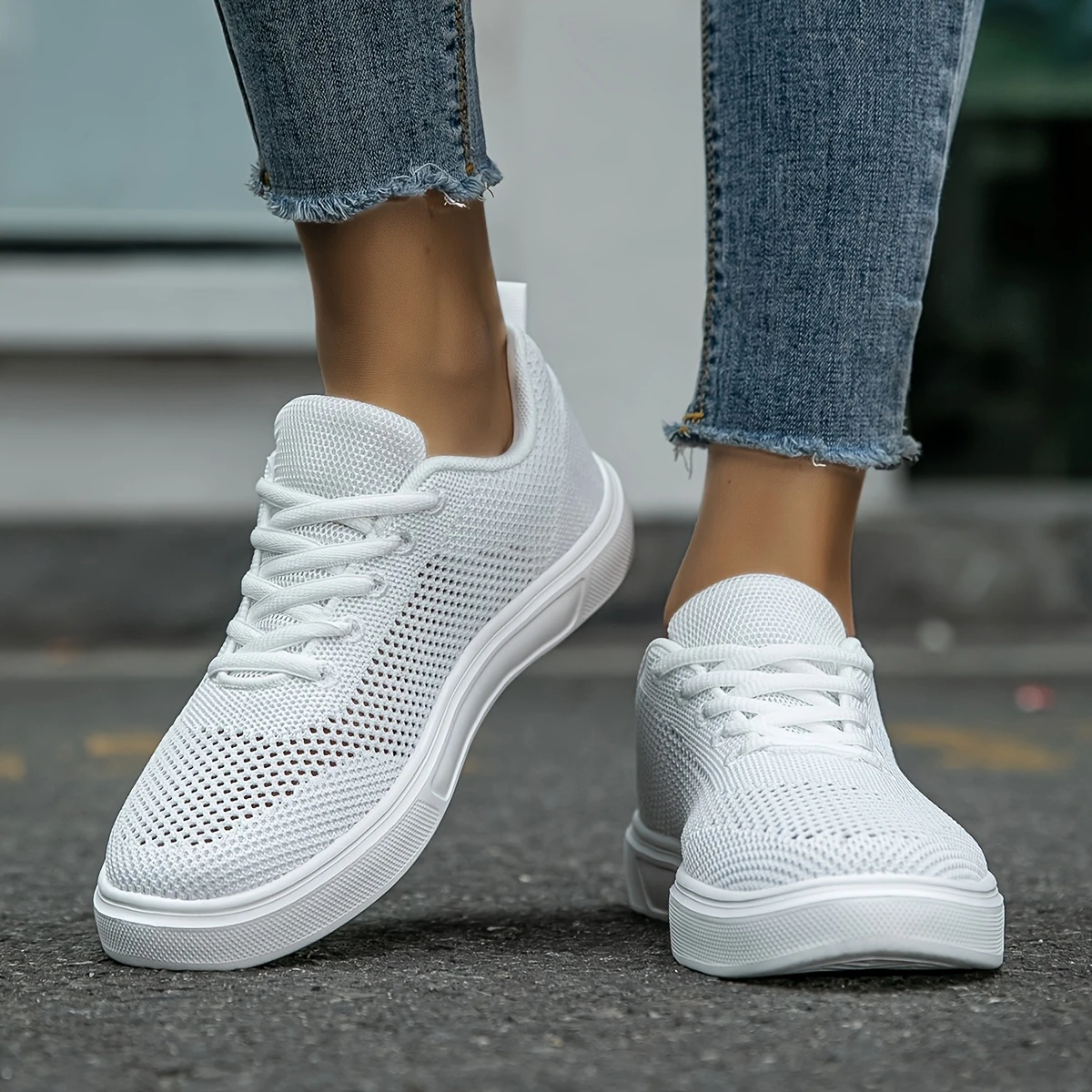 womens breathable mesh sneakers lightweight   walking shoes with eva cushioned sole stability support white   for casual light athletic wear   details 2