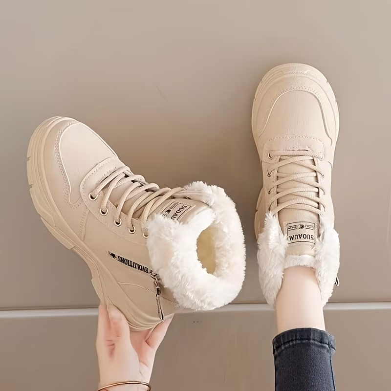 womens lined thermal ankle boots thickened winter ankle boots for ladies side zipper platform winter shoes suitable for commuting daily pairing with pants jeans and casual trousers women shoes details 5