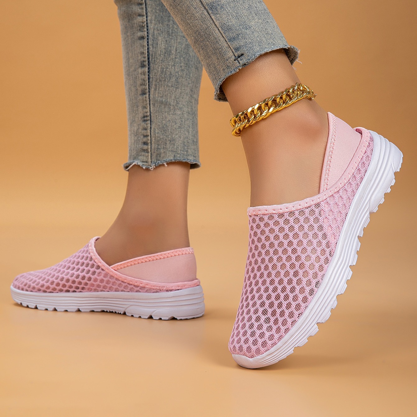 Women'S Lightweight Slip-On Mules Sneakers - Breathable Mesh Fabric Upper