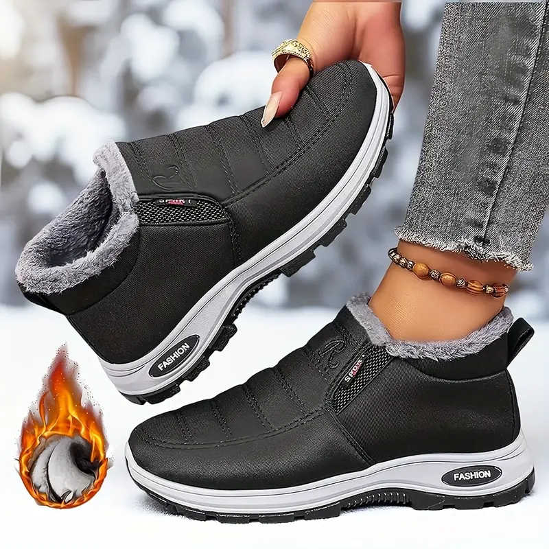 winter boots thick sole snow boots arctic grade cold weather insulated ankle boots with high density lining thermal solid color for outdoor hiking casual wear hiking boots sleek winter boots details 1
